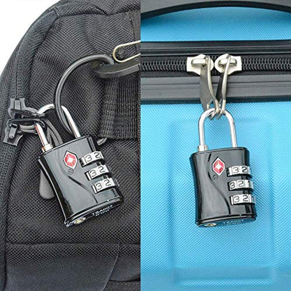 ZHEGE TSA Luggage Lock for Train 4 Pack, 1 Cable (30 Inch) (Black) - color: Black, 4Pack