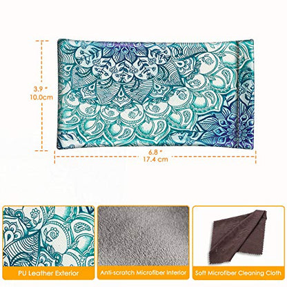 FINTIE Soft Eyeglasses Case with Cleaning Cloth, Squeeze Top Glasses Pouch - color: Emerald Illusions