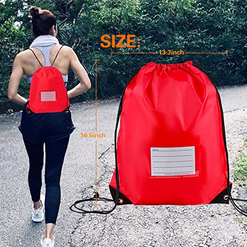 CODOBON 20 Pcs Drawstring Bags,Bulk Draw String Backpack, Cinch Bag Sackpack for Travel Gym Sport, Red - color: Red