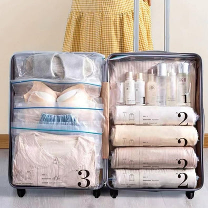 Travel Compression Bags Hand Roll No Air Pump Transparent Towels Socks Cosmetics Compact Space-Saving Suitcase Closet, 13.78inX17.71in - color: 13.78inX17.71in