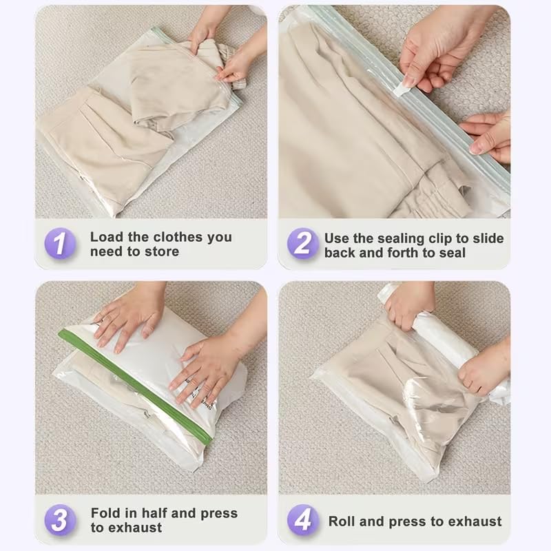 Travel Compression Bags Hand Roll No Air Pump Transparent Towels Socks Cosmetics Compact Space-Saving Suitcase Closet, 15.75inX21.65in - color: 15.75inX21.65in