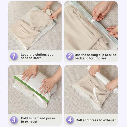 Travel Compression Bags Hand Roll No Air Pump Transparent Towels Socks Cosmetics Compact Space-Saving Suitcase Closet, 15.75inX21.65in - color: 15.75inX21.65in