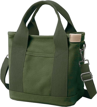 Small Tote Bag with Zipper, 2024 Canvas Multi-Pocket Crossbody Bag Shoulder Bag Satchel Hobo Bag Messenger Bag - color: Army Green, size: Large
