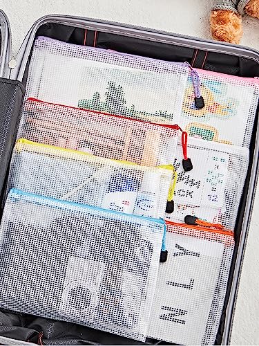 JARLINK A5 Mesh Zipper Pouches, 6x9inch Pencil Pouches for School, 60 Pack - size: A5-60pcs-Assorted