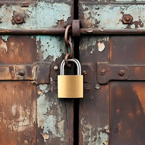 8 Pcs Small Solid Brass Padlocks with Same Keys Keyed Lock - color: Gold, size: 32MM-8PCS