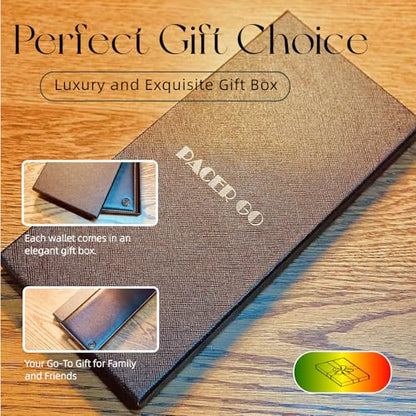 RFID Blocking Slim Minimalist Long Travel Wallet Genuine Leather Passport Holder Travel Cover (Black) - color: Black