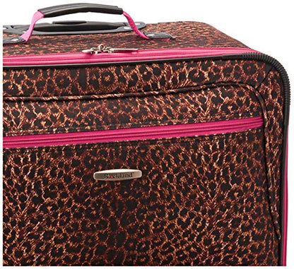 Rockland Vara Softside 3 Piece Upright Luggage Set, Expandable, (20"/28"/22" Rolling Duffel), Pink Leopard - color: Pink Leopard