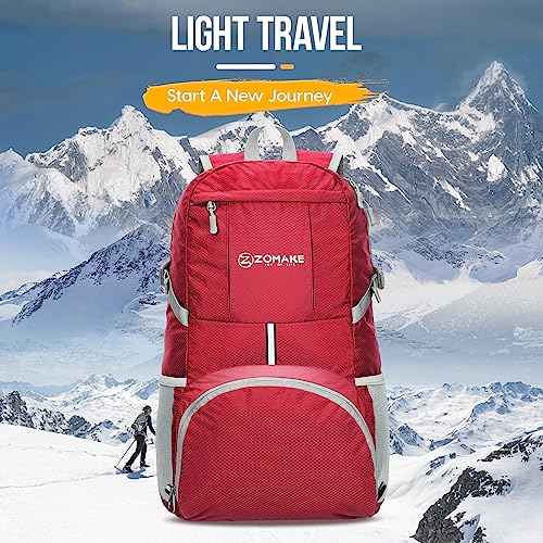 ZOMAKE Lightweight Packable Backpack 35L, Water Resistant Foldable Day Pack - color: C-bright Red