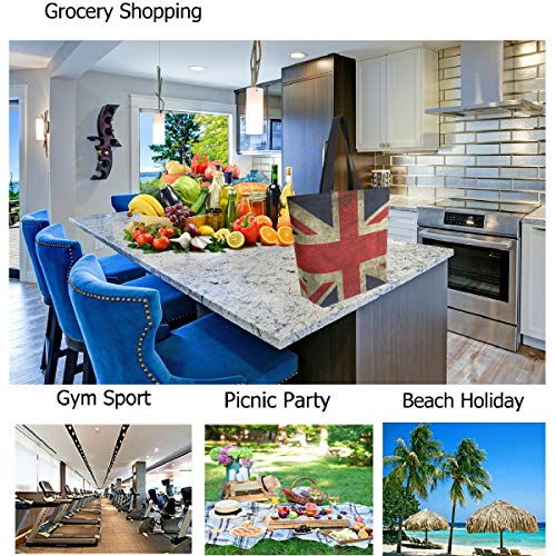Chic Funny Cute Pattern Big Handle Extra Large Shoulder Tote Bag for Beach Travel Weekender Gym Grocery Shopping - style: British Flag