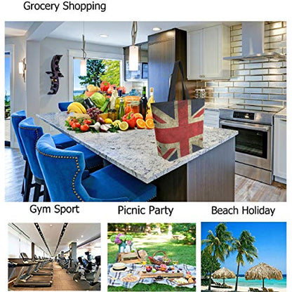 Chic Funny Cute Pattern Big Handle Extra Large Shoulder Tote Bag for Beach Travel Weekender Gym Grocery Shopping - style: British Flag