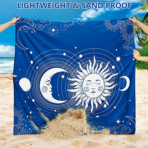 HIHOHO Beach Blanket Waterproof Sandproof Quick Drying Mat for 1-8 Adults - color: Bl-sunmoon, size: 6'11" x 6'7"