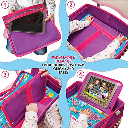 Kids Travel Tray - Toddler Car Seat Tray & Lap Desk - Pink - color: PINK