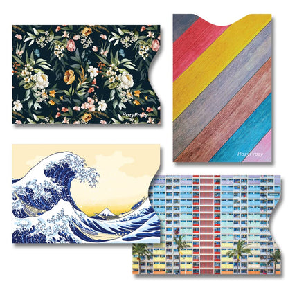 8 RFID Blocking Sleeves, Anti-Theft Credit Card Holder, Credit Card Protector, Easy to Recognize, Different Designs and Arts, Sturdy and Perfect size for cards