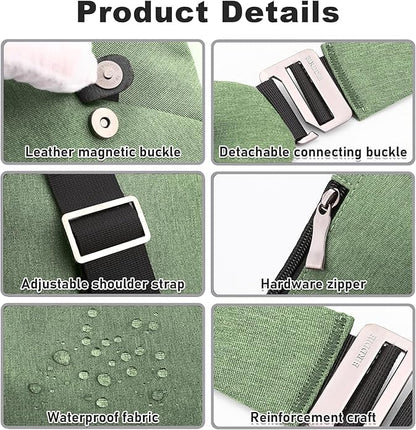 Anti Theft Travel Bag Sling Cross-body Bag Large Capacity | 5 pockets greater capacity;Anti-theft pocket on the back;Adjustable shoulder straps; Waterproof shape-retaining nylon fabric - color: Green, style: Left Shoulder