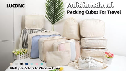 10 Pcs Set Packing Cubes - Travel Packing Organizers, Expandable Suitcase Organizer, Luggage Organizer Bags - color: GREY