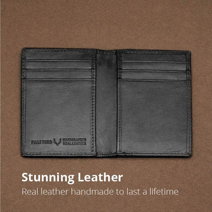 Minifold Men's Slim Leather Wallet with RFID Blocking Contactless Handmade, Minimalist and Slim, in Gift Box for Men - color: Charcoal