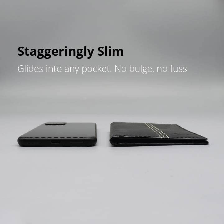 Minifold 남성용 슬림 가죽 지갑, RFID 차단 비접촉식 핸드메이드, 미니멀리스트 및 슬림, 남성용 선물 상자 포함 - color: 차콜 / 오렌지