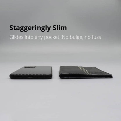 Minifold Men's Slim Leather Wallet with RFID Blocking Contactless Handmade, Minimalist and Slim, in Gift Box for Men - color: Charcoal