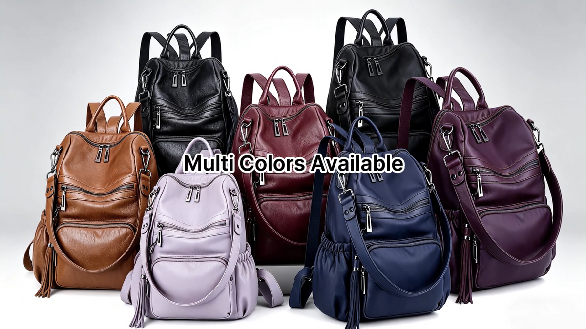Uromee Travel Backpack Purse Women Vegan Leather Tassel Shoulder Bag - color: 0243 Khaki